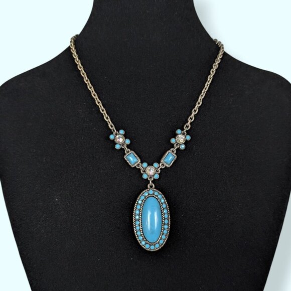 (2/$20) And Lovely Faux Turquoise Pendant Necklace - Picture 1 of 6